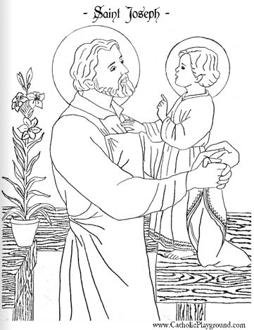 Beautiful Saint Joseph and Child Jesus coloring page